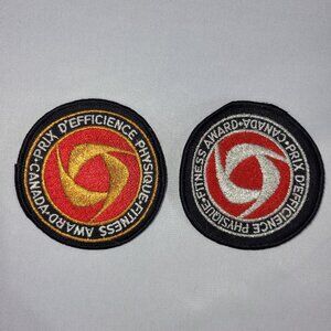 Canada Physical Fitness Award 1970s Vintage Patch Set 2 Gold Silver Patches